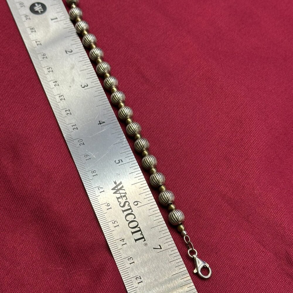 Sterling Silver Fluted Bead Bracelet - Picture 10 of 15